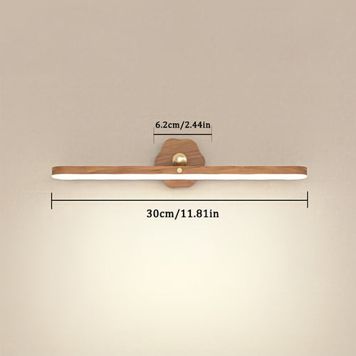 1pc Fita LED Recarregável com Lâmpada Rotativa com Textura de Madeira, Controlo Tátil de Regulação de Três Níveis, Luz de Toucador, Fita de Luz Magnética Adequada para Casa de Banho, Sala de Estar e Quarto, Cozinha, Roupeiro, Cabeceira
