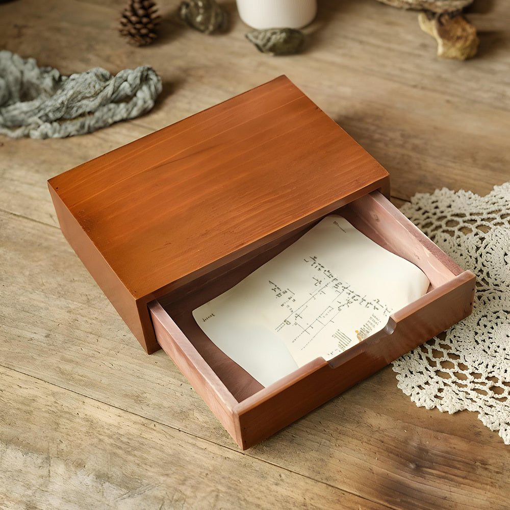 1peça Armário de armazenamento multifuncional de madeira vintage | Organizador de gaveta de mesa com 1-5 camadas para seleção | Perfeito para joias, armazenamento de escritório e quarto | Caixa de exibição tradicional para sala de estar, estudo e escritório