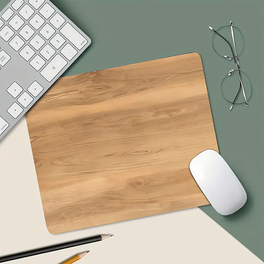 Tapete de Rato Minimalista de Borracha | Textura Natural de Grão de Madeira Clara, Base Antiderrapante, Adequado para Escritório, Estudo e Jogos, Portátil e Durável, Base de Secretária
