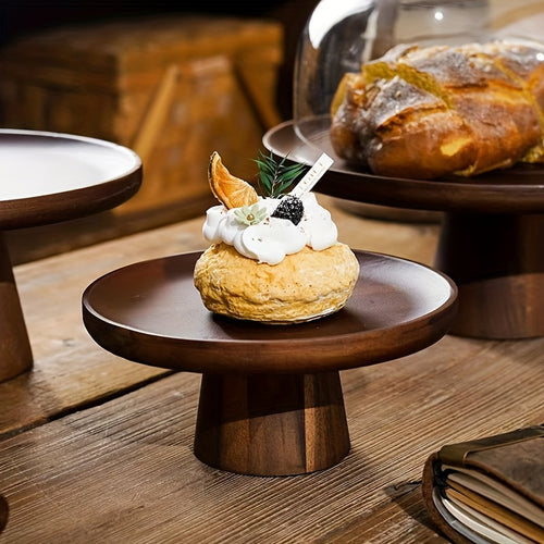 Suporte para Bolo de Madeira de Acácia, Prato de Bolo de Madeira de Acácia, Mesa de Sobremesa, Mousse Pele de Neve, Prato de Cupcake, Cúpula de Vidro para Bolo, Cúpula de Vidro com Base de Madeira e Estilos Sem Tampa de Vidro, Prato de Bolo, Expositor de Bolo, Tampa de Bolo, Prato de Jantar para