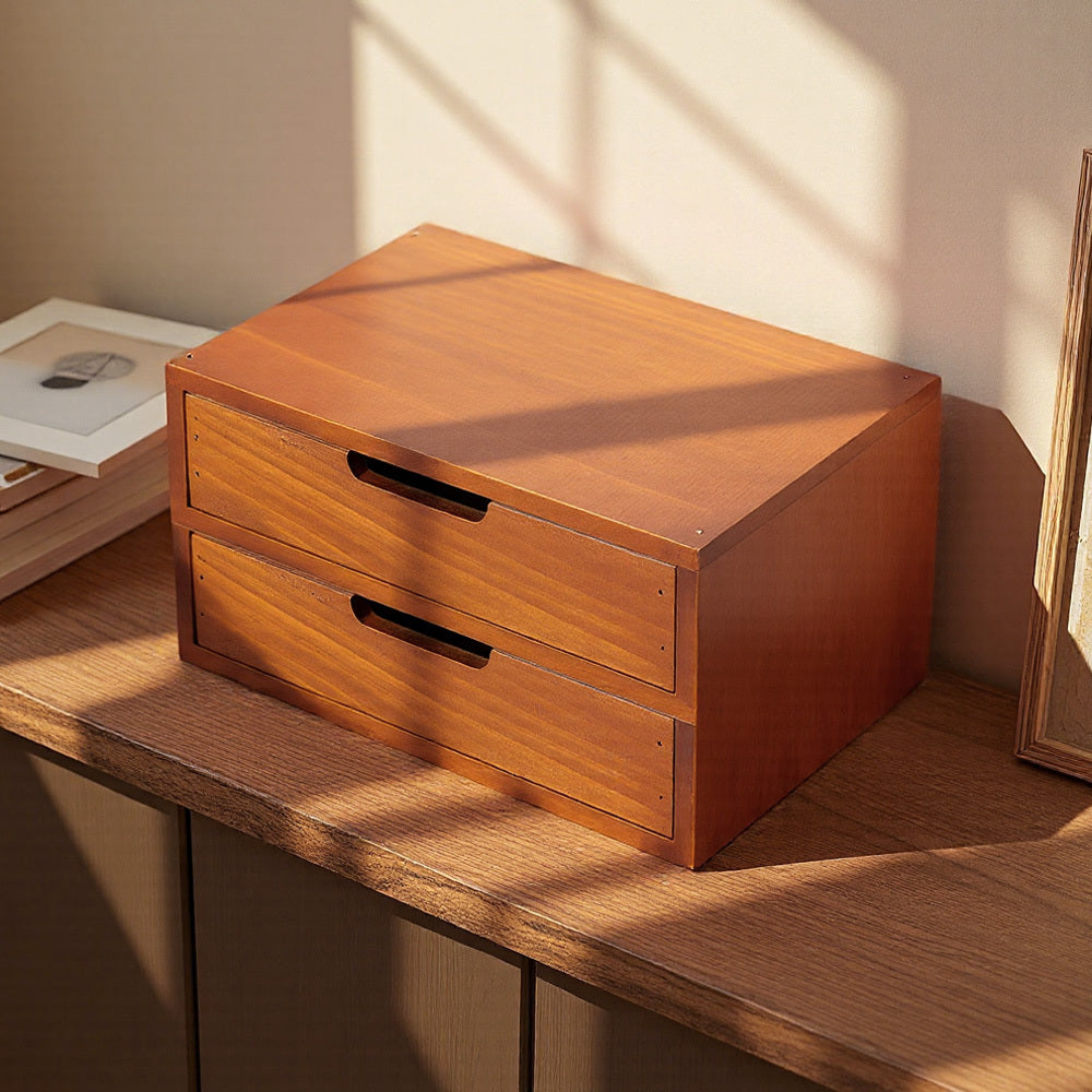 1peça Armário de armazenamento multifuncional de madeira vintage | Organizador de gaveta de mesa com 1-5 camadas para seleção | Perfeito para joias, armazenamento de escritório e quarto | Caixa de exibição tradicional para sala de estar, estudo e escritório
