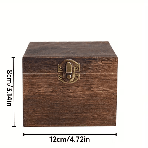 1pc Caixa de Joias Vintage em Madeira Reciclada com Tampa Queimada - Organizador Rústico Hexagonal para Mesa com Dobradiças Douradas e Fechadura, Armazenamento Multiuso para Joias, Pequenos Objetos e Papelaria - Acabamento Natural, Caixa Decorativa Compacta, Presente