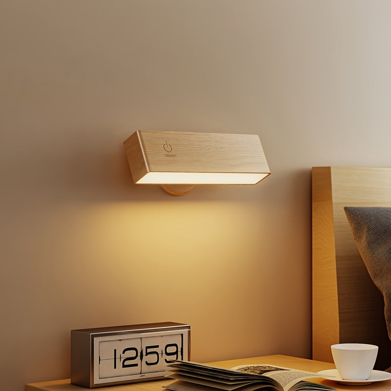 Candeeiro de Parede LED de Madeira Inspirado na Natureza: Iluminação Suave, Design Minimalista Escandinavo, Perfeito para Criar Ambientes Confortáveis e Tranquilos em Quartos e Corredores