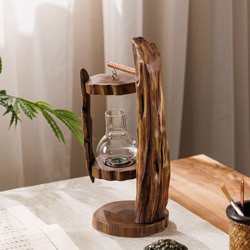 Lanterna de Estilo Rústico, Porta-Velas Criativo, Porta-Velas com Tampa de Vidro, Lanterna Zen à Prova de Vento para Exterior