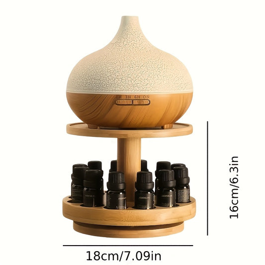 Expositor de Madeira de Dupla Camada para Óleos Essenciais em Estilo Vintage Simples - Adequado para Decoração de Quarto, Banheiro e Penteadeira, Prateleiras Utilitárias