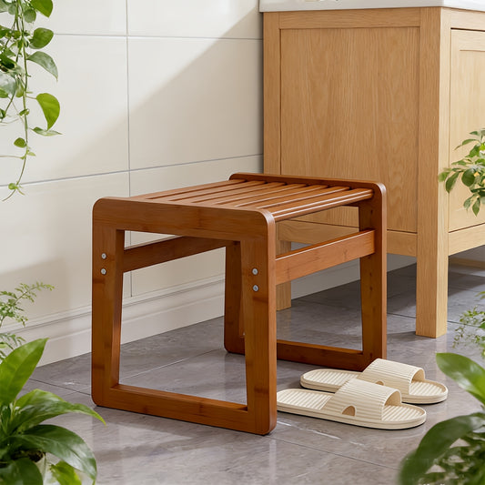 Banco de Duche Minimalista Natural - Antiderrapante, Pequeno Banco de Casa de Banho, Adequado para Adultos Mudarem de Sapatos e Usar para Banho - E Durável