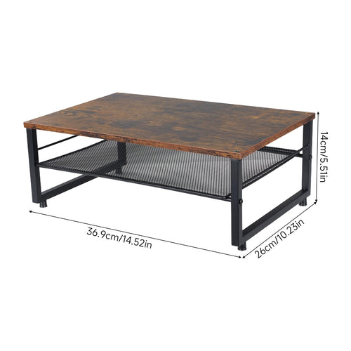 Suporte Multifuncional para Impressora de Mesa, Prateleira de Armazenamento para Mesa, Organizador de Mesa de Escritório, Painel de Madeira Marrom Vintage + Estrutura de Metal Durável, Economiza Espaço, Fácil de Instalar, 36,9 x 26 x 14 cm