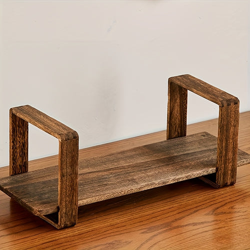 Organizador de Mesa de Madeira Ajustável e Extensível - Prateleira Expansível com Braços e Prateleiras Extensíveis, Suporte para Estante Economizando Espaço para Escritório em Casa, Compatível com Livros, Plantas, Diários, Relógios (Madeira Natural)