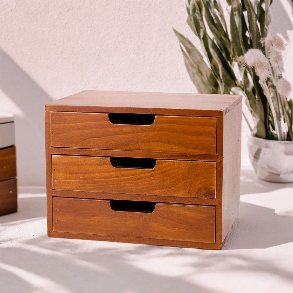 1peça Armário de armazenamento multifuncional de madeira vintage | Organizador de gaveta de mesa com 1-5 camadas para seleção | Perfeito para joias, armazenamento de escritório e quarto | Caixa de exibição tradicional para sala de estar, estudo e escritório