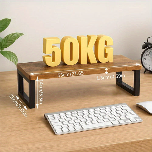 Suporte de monitor vintage, elevador de armário, prateleira de organização de armazenamento de mesa, 55 x 23 x 14 cm, para elevador de impressora de PC portátil