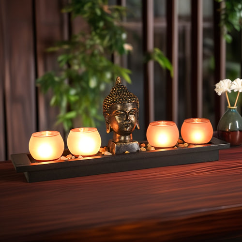 1pc Porta-Velas Zen de Madeira, Porta-Velas Festivo para Decoração de Secretária, Ornamento de Ramadão, Decoração de Ambiente Festivo para Porta-Velas de Secretária de Escritório, Velas Não Incluídas