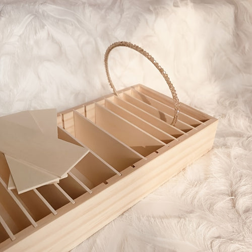  Organizador Elegante de Acessórios de Cabelo em Madeira com Bandeja Destacável - Perfeito para Guardar Faixas de Cabelo, Joias & Cartões de Visita