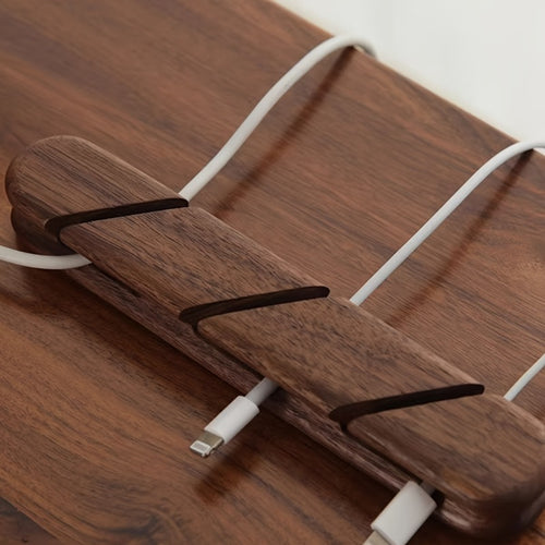 Organizador de Cabos de Madeira - Caixa de Armazenamento Adesiva, Adequado para Cabos de Carregamento USB, Cabos de Alimentação e Cabos de Rato, Design de Madeira Robusto, Adequado para Secretárias, Mesas de Cabeceira, Computadores, Escritórios e Uso Doméstico