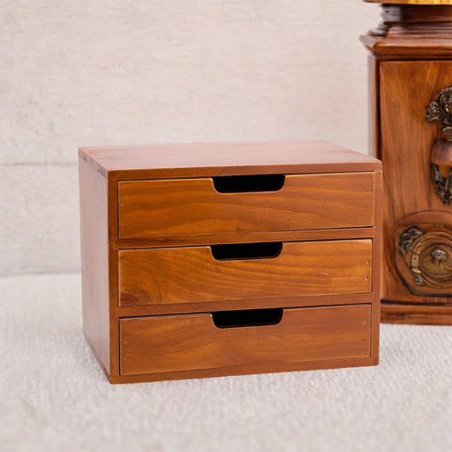 1peça Armário de armazenamento multifuncional de madeira vintage | Organizador de gaveta de mesa com 1-5 camadas para seleção | Perfeito para joias, armazenamento de escritório e quarto | Caixa de exibição tradicional para sala de estar, estudo e escritório