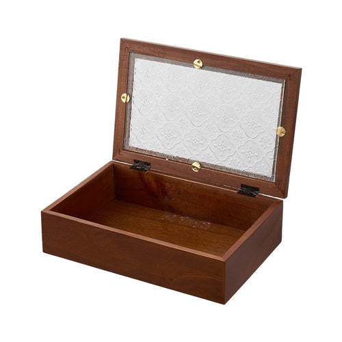 1 peça Caixa de Joias Decorativa Vintage de Madeira Maciça, Caixa de Armazenamento Multiuso para Bugigangas com Tampa de Vidro de Flor de Macieira Silvestre, Organizador de Mesa, Armário, Recipiente para Acessórios Diversos, Caixa de Exibição para Artesanato, Caixas de Presente para Dia dos Namorados e Páscoa, Decoração para Casa e Escritório