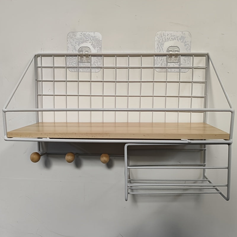 Um Rack de Arrumação de Parede para Quartos de Estudantes, Perfeito para Estudantes Universitários, Sem Necessidade de Furar