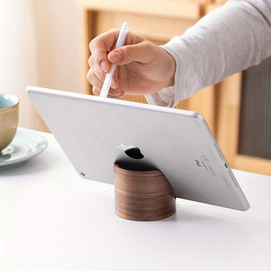 Suporte Elegante para Tablet em Nogueira Preta - Compatível com iPad e Smartphones - Suporte Semi-Circular Moderno para Mesa - Acessório para Casa e Escritório (iPad Mini/Notebooks)