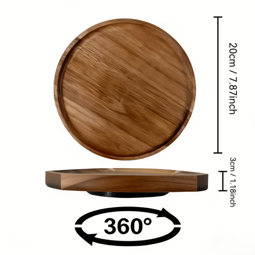 Bandeja Giratória 360° de Madeira Maciça Adequada para Suculentas e Plantas em Vaso, Suporte de Flores Giratório de Madeira com Base Antiderrapante, Base Redonda de Exibição de Plantas Compatível com Varanda, Mesa, para Jiboia, Costela-de-Adão, Cacto, Sem Contato com Alimentos