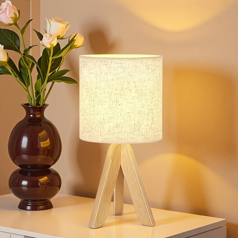 Abajur de Mesa Pequeno, Abajur Infantil Fofo com Cúpula de Tecido e Base de Tripé de Madeira, Luminária de Mesa de Cabeceira, Adequado para Crianças, Escritório, Estudo, Quarto, Dormitório, Mesa de Centro
