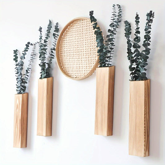 Suporte de Plantas Rústico em Madeira para Parede - Vaso de Bolso Estético, Suspenso para Espaços Interiores - Premium, Economizador de Espaço, Perfeito para Hotéis, Salas de Estar, Quartos, Áreas de Jantar e Casas de Banho (Plantas Não Incluídas)