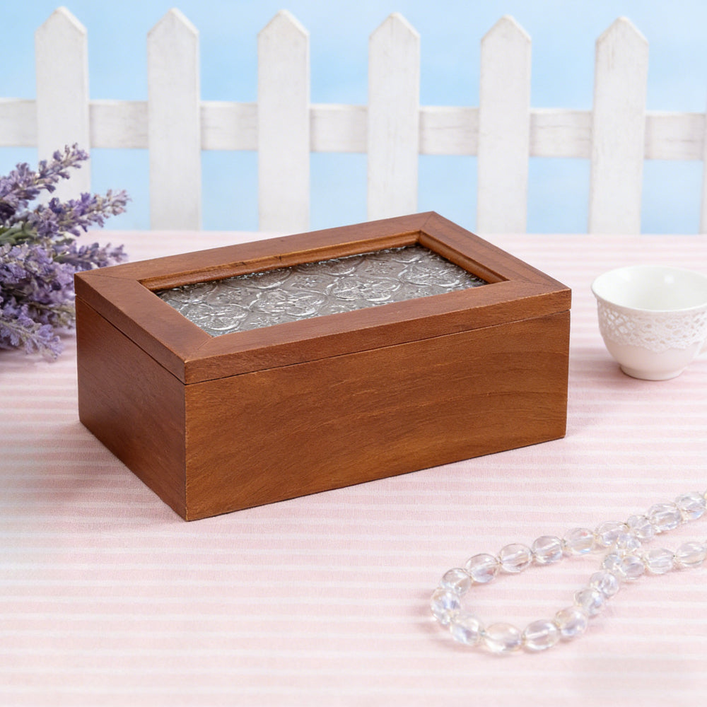 1 peça Caixa de Joias Decorativa Vintage de Madeira Maciça, Caixa de Armazenamento Multiuso para Bugigangas com Tampa de Vidro de Flor de Macieira Silvestre, Organizador de Mesa, Armário, Recipiente para Acessórios Diversos, Caixa de Exibição para Artesanato, Caixas de Presente para Dia dos Namorados e Páscoa, Decoração para Casa e Escritório