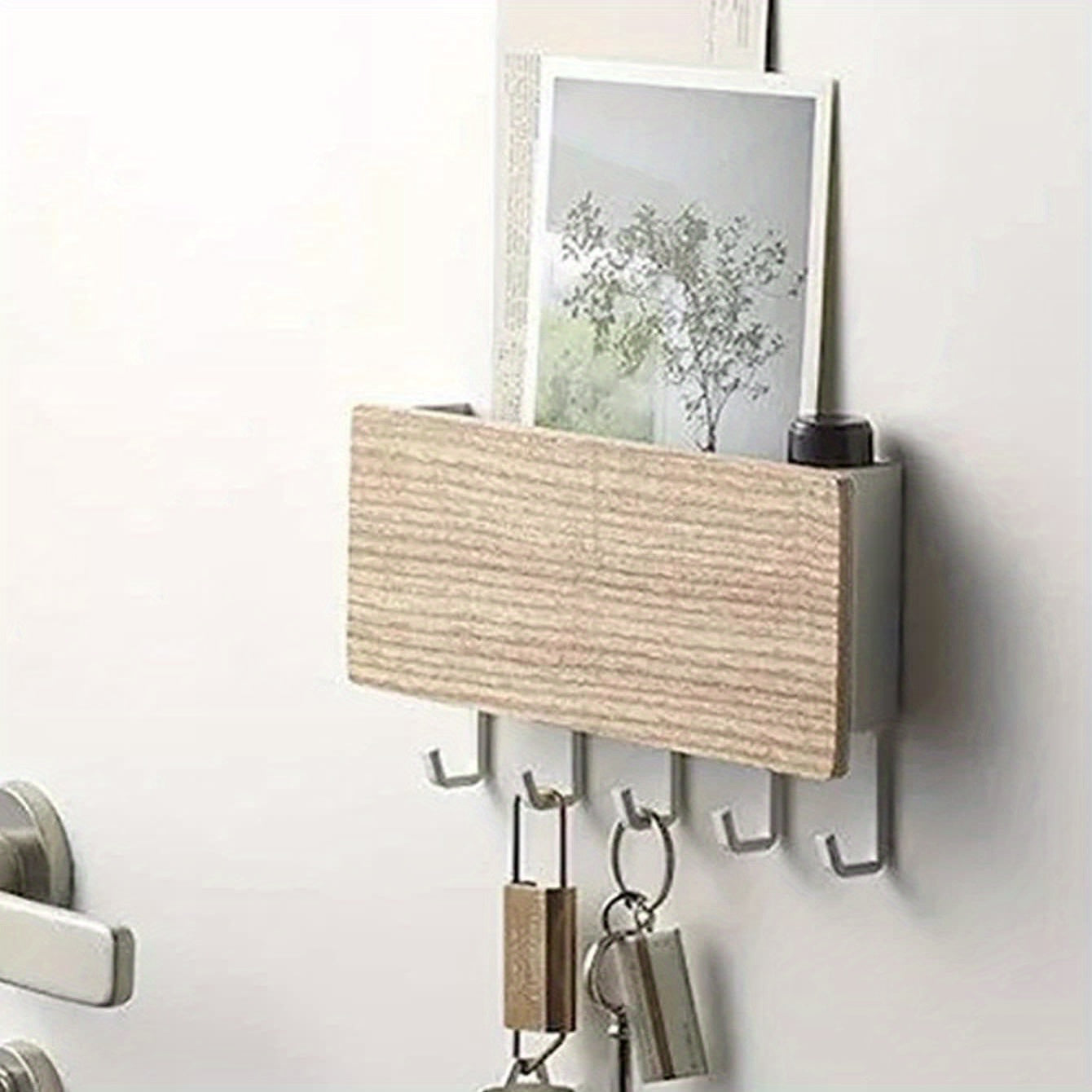 1pc Caixa de Armazenamento Simples e Criativa, Gancho de Parede para Chaves, Gancho de Armazenamento de Madeira, Gancho de Pendurar na Porta de Volta, Organizador de Pequenos Itens de Entrada, Decoração de Casa, Gadget Doméstico