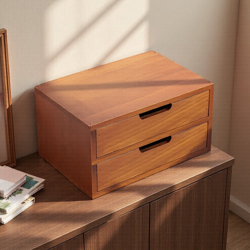 1peça Armário de armazenamento multifuncional de madeira vintage | Organizador de gaveta de mesa com 1-5 camadas para seleção | Perfeito para joias, armazenamento de escritório e quarto | Caixa de exibição tradicional para sala de estar, estudo e escritório