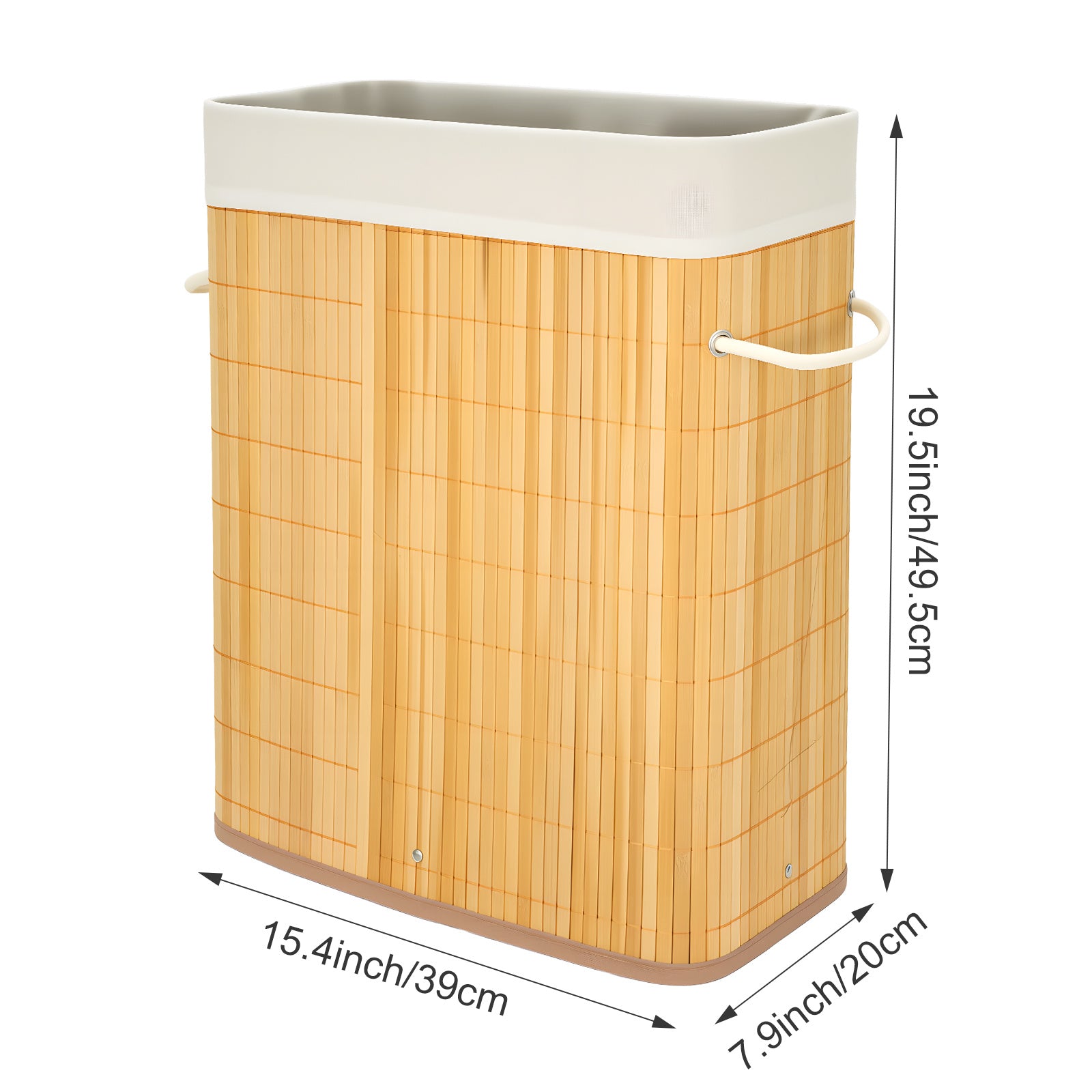 Barrote de Arrumação de Bambu de 40L com Cortina Enrolável, Cestos de Roupa Ideal para Lavandaria, Quarto e Uso de Canto, Organizador de Armário, Arrumação de Quarto