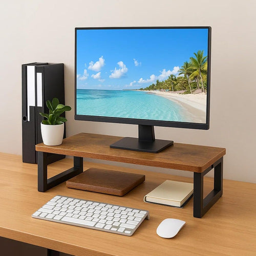 Suporte de monitor vintage, elevador de armário, prateleira de organização de armazenamento de mesa, 55 x 23 x 14 cm, para elevador de impressora de PC portátil