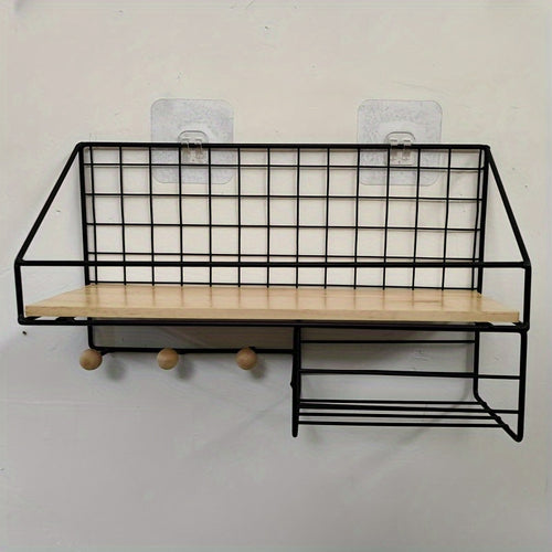 Um Rack de Arrumação de Parede para Quartos de Estudantes, Perfeito para Estudantes Universitários, Sem Necessidade de Furar