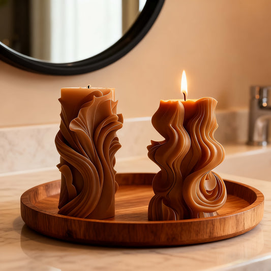 Velas com Textura de Ondas Criativas, para Velas de Decoração de Casa, Adequadas para Decoração de Casa, Adicionando Aconchego a Quartos, Presentes Artísticos para Amigos, Auxiliando na Criação de Ambiente