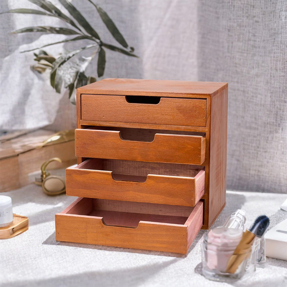 1peça Armário de armazenamento multifuncional de madeira vintage | Organizador de gaveta de mesa com 1-5 camadas para seleção | Perfeito para joias, armazenamento de escritório e quarto | Caixa de exibição tradicional para sala de estar, estudo e escritório