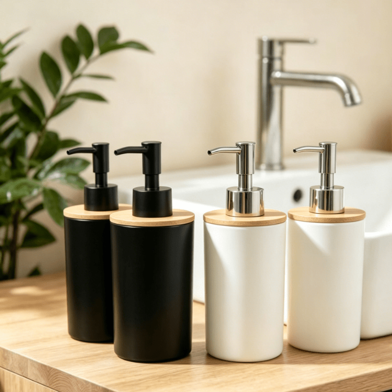 Frasco Dispensador de Loção com Tampa para Banheiro e Cozinha, Frasco de Gel de Banho com Bomba, Dispensador de Sabonete para Banheiro, Frasco de Banho, Dispensador de Sabonete