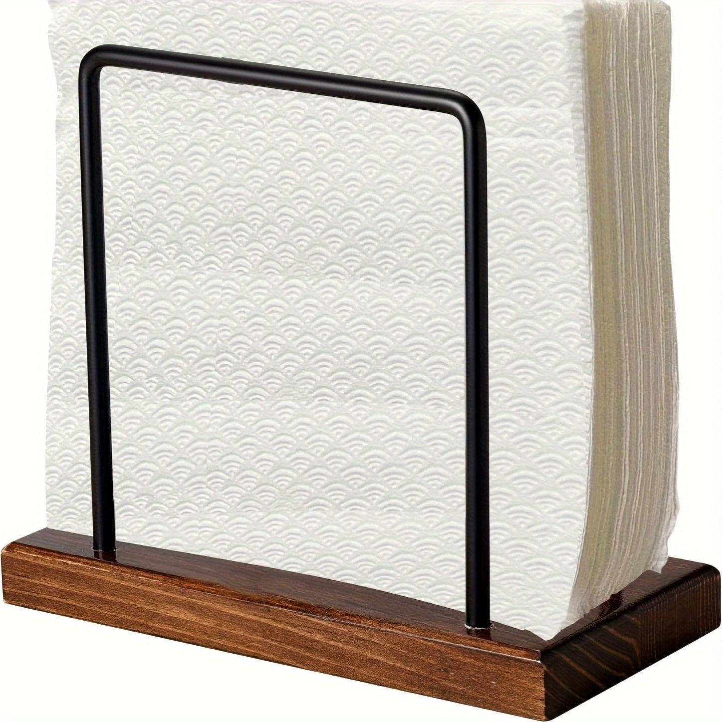 Um Porta Guardanapos de Madeira para a Mesa de Jantar, Adequado para Uso na Cozinha, Que Pode Acomodar Toalhas de Papel e Guardanapos, Apresentando uma Cor Castanha e um Estilo de Casa de Campo
