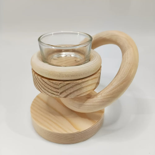 1pc Castiçal de Madeira Artesanal Não Pintado / Castiçal de Madeira com Tema do Sistema Solar / Suporte de Vela Doméstico Fácil / Artigos de Decoração Criativos para Casa / Artesanato em Madeira, Utensílios para Velas (Excluindo Velas)