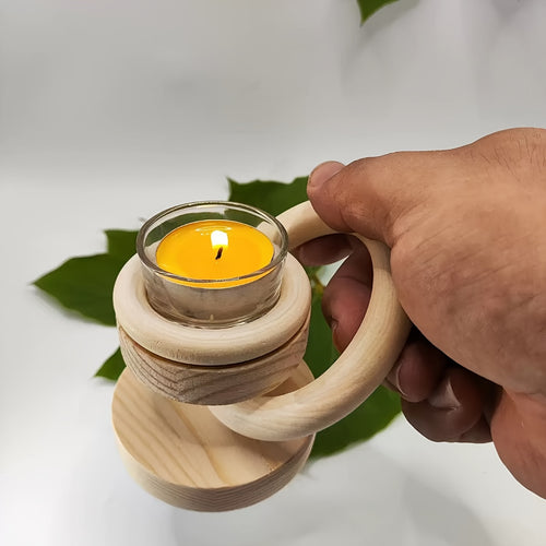 1pc Castiçal de Madeira Artesanal Não Pintado / Castiçal de Madeira com Tema do Sistema Solar / Suporte de Vela Doméstico Fácil / Artigos de Decoração Criativos para Casa / Artesanato em Madeira, Utensílios para Velas (Excluindo Velas)