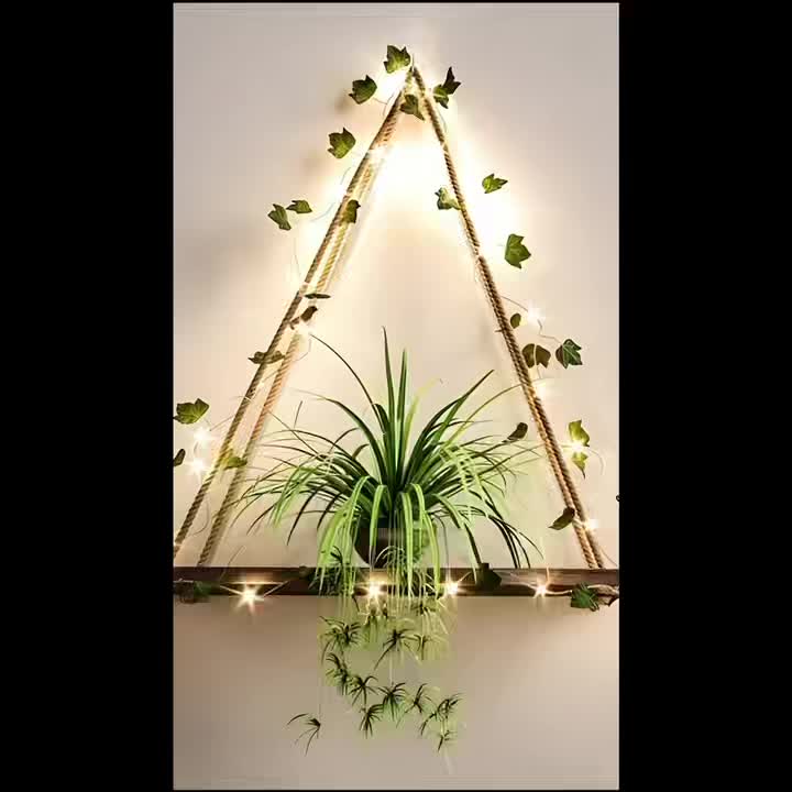 Prateleira Flutuante com Fita LED, Prateleira Flutuante com Fita LED, Prateleira de Parede, Prateleira de Exibição de Madeira com Cordão de Luz de Videira Falsa, Prateleira de Armazenamento Montada na Parede, Painel de Exibição de Luz Ambiente Decorativa para Quarto, Hall de Entrada, Sala de Estar (Tamanho da Placa de Madeira 29.97X14.99cm Thi
