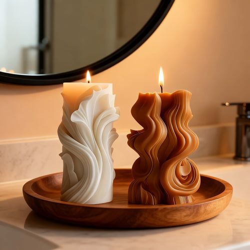Velas com Textura de Ondas Criativas, para Velas de Decoração de Casa, Adequadas para Decoração de Casa, Adicionando Aconchego a Quartos, Presentes Artísticos para Amigos, Auxiliando na Criação de Ambiente