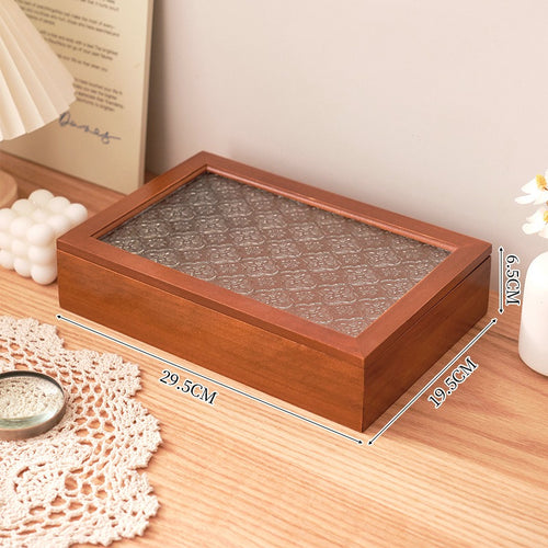 1 peça Caixa de Joias Decorativa Vintage de Madeira Maciça, Caixa de Armazenamento Multiuso para Bugigangas com Tampa de Vidro de Flor de Macieira Silvestre, Organizador de Mesa, Armário, Recipiente para Acessórios Diversos, Caixa de Exibição para Artesanato, Caixas de Presente para Dia dos Namorados e Páscoa, Decoração para Casa e Escritório