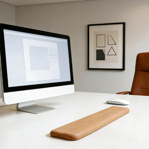 Apoio de Pulso para Teclado de Madeira de Faia 44cm, Mouse Pad e Suporte de Palma Suave e Confortável | 44x8x2cm, Estilo Minimalista para Escritório e Casa