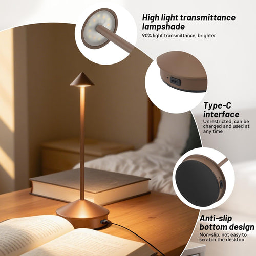 Kit com 2 Luminárias de Mesa sem Fio Portáteis LED Recarregáveis com Toque, Luminárias de Cogumelo com 3 Cores e Dimmer Contínuo para Quarto, Sala de Jantar, Sala de Estar, Acampamento