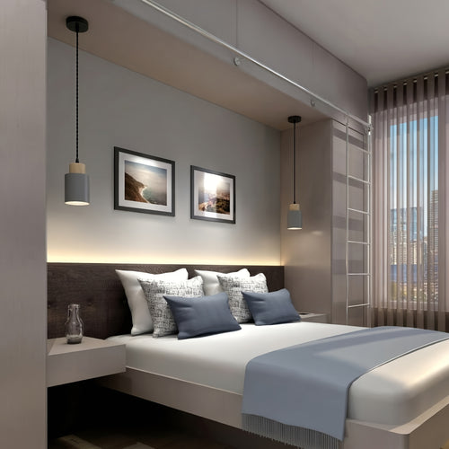 Luminária de Pêndulo Estilo Casa de Campo Moderna, Luminária Preta Fosca, Luminária de Pêndulo Cilíndrica de Metal e Madeira com Veios Vintage, Altura Ajustável, Base E27, Luminária Suspensa Elegante Adequada para Cozinha, Mesa de Jantar, Quarto, Lâmpada Não Inclusa