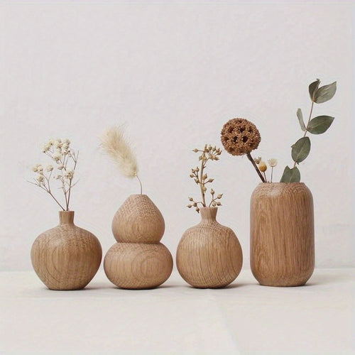 Vaso de Madeira para Flores com Designs Japoneses, Perfeito para Decoração de Casa, Melhorando o Sala de Estar, ou Como Ornamento para a Secretária do Seu Escritório