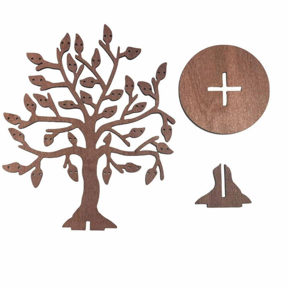 1 peça Suporte de Exibição de Joias Vintage em Madeira em Formato de Árvore com Base de Madeira e Adequado para Casa, Varejo, Feiras de Artesanato - Organizador Rústico para Brincos, Colar, Pulseira, Porta-Anéis, Madeira para Colecionadores, Decoração de Armazenamento para Penteadeira, Torres de