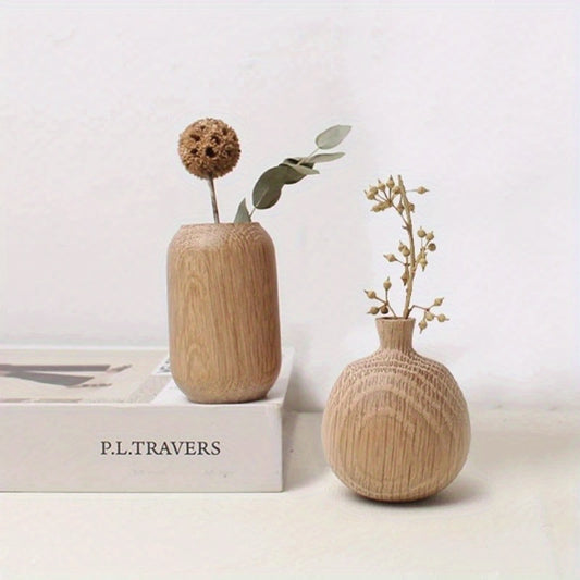 Vaso de Madeira para Flores com Designs Japoneses, Perfeito para Decoração de Casa, Melhorando o Sala de Estar, ou Como Ornamento para a Secretária do Seu Escritório