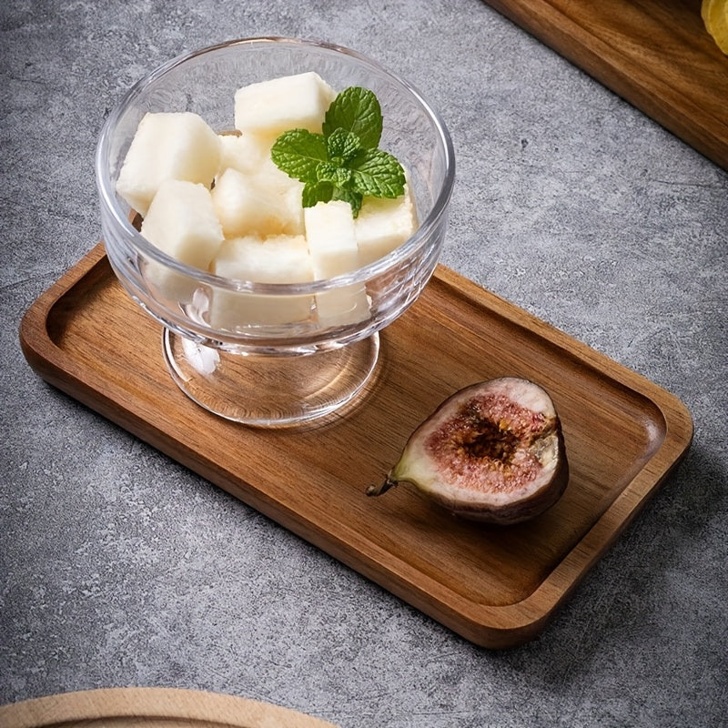 1 Bandeja de Chá em Madeira de Acácia, Bandeja Retangular para Uso Doméstico, Bandeja de Conjunto de Chá em Madeira, Bandeja de Madeira para Frutas, Bolos e Lanches