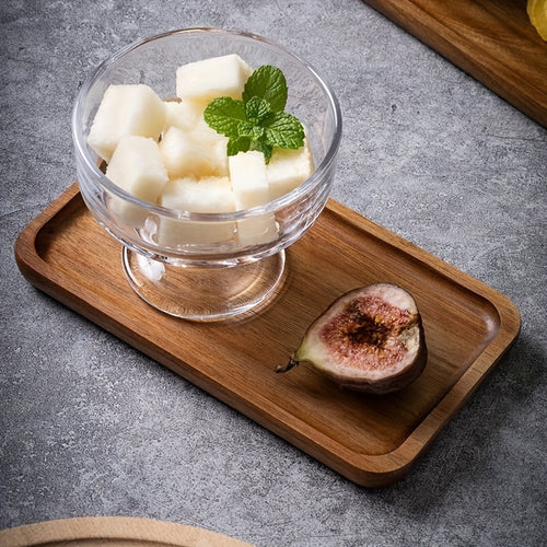 1 Bandeja de Chá em Madeira de Acácia, Bandeja Retangular para Uso Doméstico, Bandeja de Conjunto de Chá em Madeira, Bandeja de Madeira para Frutas, Bolos e Lanches