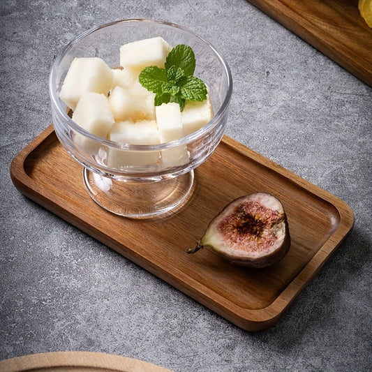 1 Bandeja de Chá em Madeira de Acácia, Bandeja Retangular para Uso Doméstico, Bandeja de Conjunto de Chá em Madeira, Bandeja de Madeira para Frutas, Bolos e Lanches