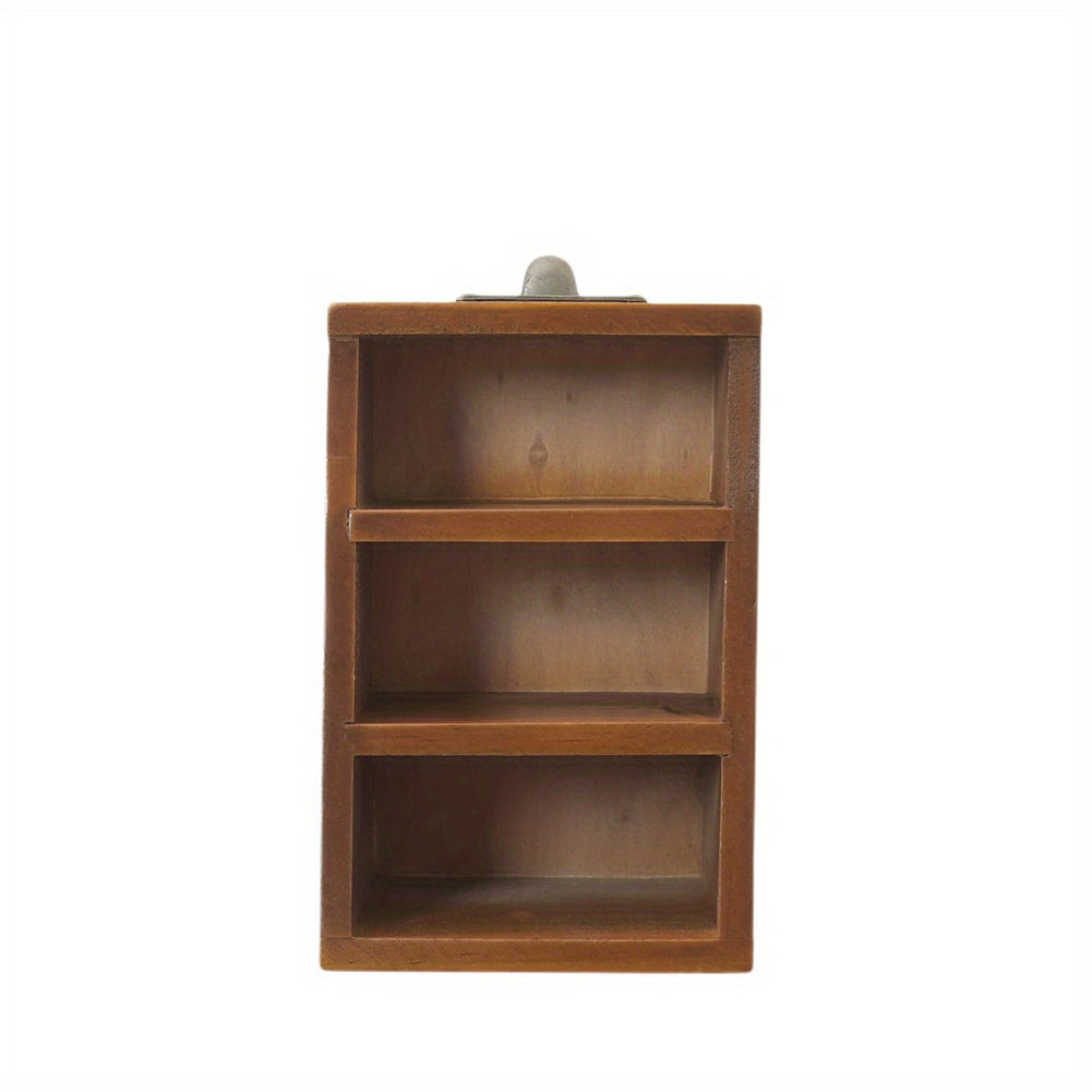 Suporte de Controle Remoto de Madeira Vintage - Organizador de Mesa com 3 Compartimentos para Papelaria e Cosméticos, Caixa de Armazenamento Multiuso para Casa e Escritório