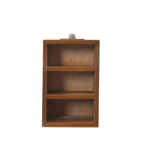 Suporte de Controle Remoto de Madeira Vintage - Organizador de Mesa com 3 Compartimentos para Papelaria e Cosméticos, Caixa de Armazenamento Multiuso para Casa e Escritório